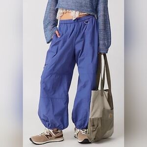 Urban Outfitters UO Nylon Balloon Cargo Pants Blue Medium